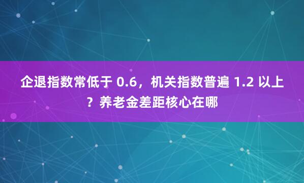 企退指数常低于 0.6，机关指数普遍 1.2 以上？养老金差距核心在哪