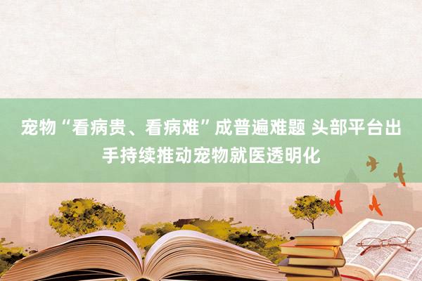 宠物“看病贵、看病难”成普遍难题 头部平台出手持续推动宠物就医透明化