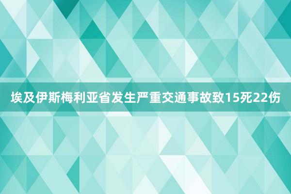 埃及伊斯梅利亚省发生严重交通事故致15死22伤