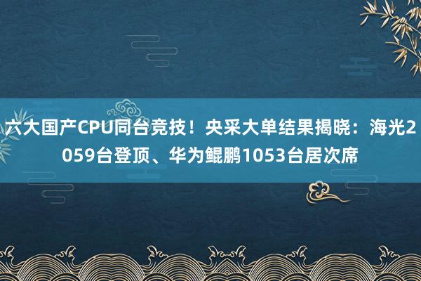 六大国产CPU同台竞技！央采大单结果揭晓：海光2059台登顶、华为鲲鹏1053台居次席