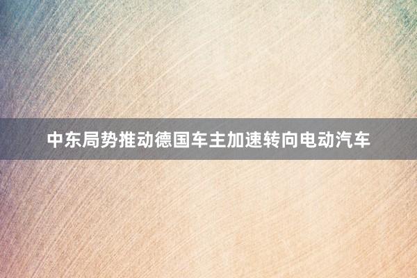 中东局势推动德国车主加速转向电动汽车