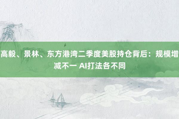 高毅、景林、东方港湾二季度美股持仓背后：规模增减不一 AI打法各不同