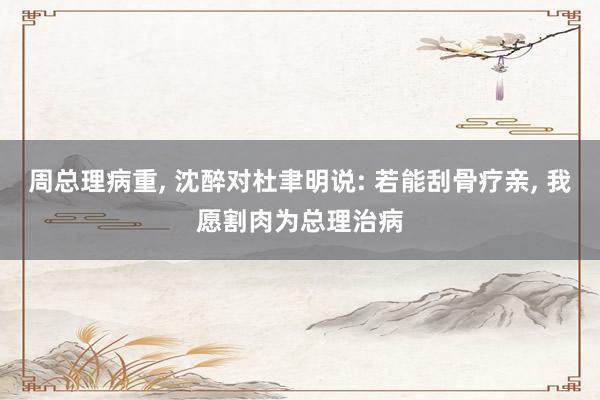 周总理病重, 沈醉对杜聿明说: 若能刮骨疗亲, 我愿割肉为总理治病