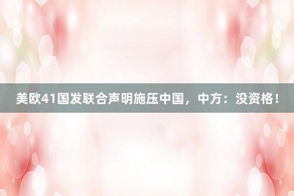 美欧41国发联合声明施压中国，中方：没资格！