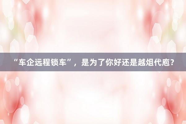 “车企远程锁车”，是为了你好还是越俎代庖？