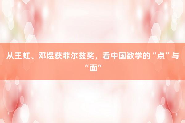 从王虹、邓煜获菲尔兹奖，看中国数学的“点”与“面”