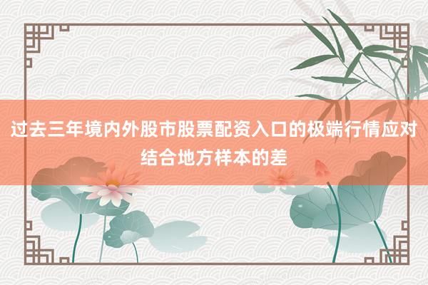 过去三年境内外股市股票配资入口的极端行情应对结合地方样本的差