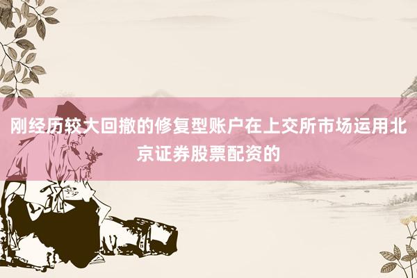 刚经历较大回撤的修复型账户在上交所市场运用北京证券股票配资的