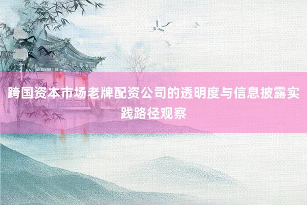 跨国资本市场老牌配资公司的透明度与信息披露实践路径观察