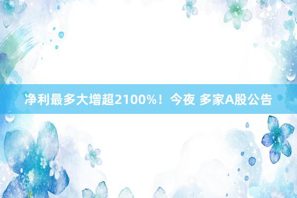 净利最多大增超2100%！今夜 多家A股公告