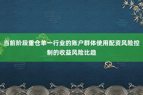 当前阶段重仓单一行业的账户群体使用配资风险控制的收益风险比趋