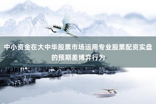 中小资金在大中华股票市场运用专业股票配资实盘的预期差博弈行为