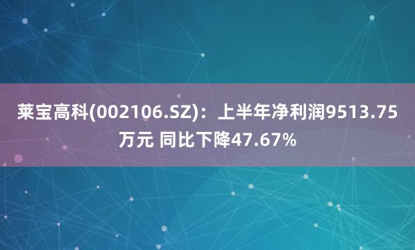 莱宝高科(002106.SZ)：上半年净利润9513.75万元 同比下降47.67%
