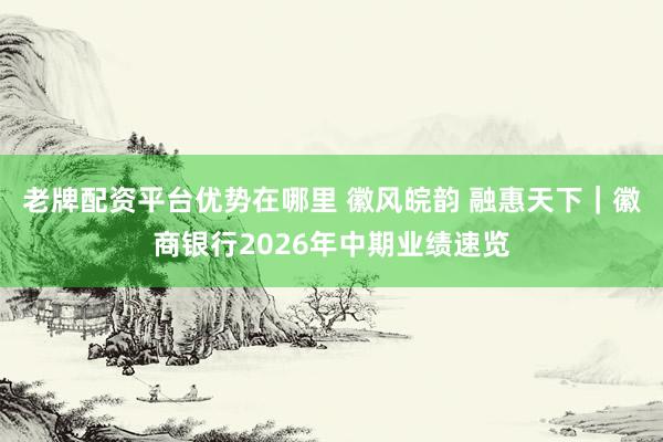 老牌配资平台优势在哪里 徽风皖韵 融惠天下｜徽商银行2026年中期业绩速览
