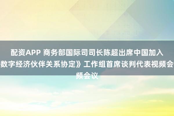 配资APP 商务部国际司司长陈超出席中国加入《数字经济伙伴关系协定》工作组首席谈判代表视频会议