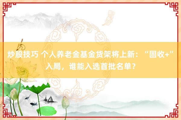 炒股技巧 个人养老金基金货架将上新：“固收+”入局，谁能入选首批名单？