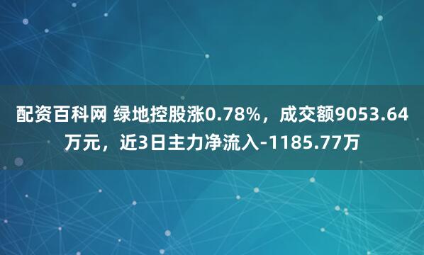 配资百科网 绿地控股涨0.78%，成交额9053.64万元，近3日主力净流入-1185.77万