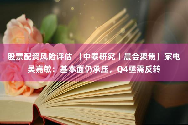股票配资风险评估 【中泰研究丨晨会聚焦】家电吴嘉敏：基本面仍承压，Q4亟需反转
