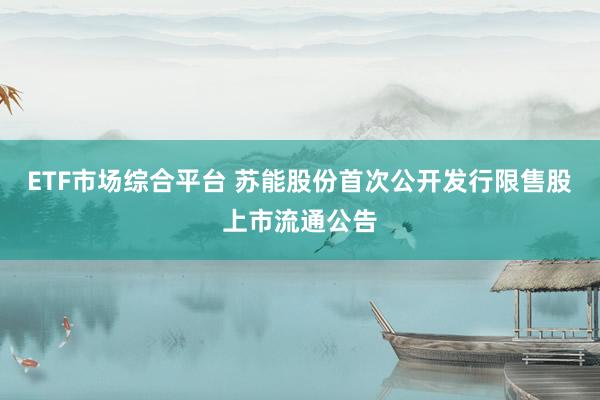 ETF市场综合平台 苏能股份首次公开发行限售股上市流通公告