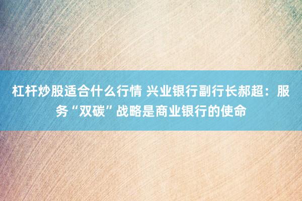 杠杆炒股适合什么行情 兴业银行副行长郝超：服务“双碳”战略是商业银行的使命